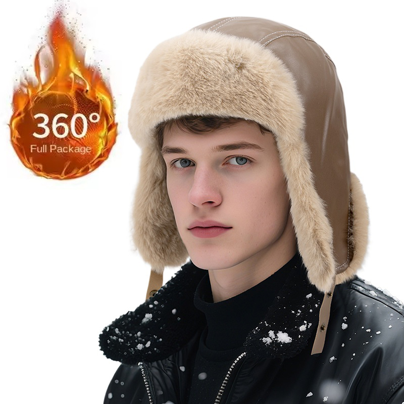 Trapper Hat Ear Flap - หมวกอูชานกาแบบหนา อุ่น สำหรับฤดูหนาว สไตล์รัสเซีย สำหรับผู้ชายและผู้หญิง หมวกนักบิน
