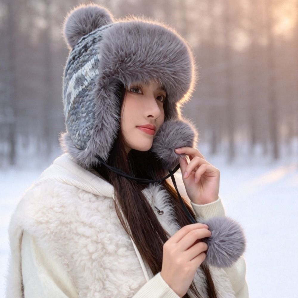 หมวกถักโพลีเอสเตอร์มีสไตล์พร้อ - Trapper Hat Ear Flap บทวิจารณ์และราคา