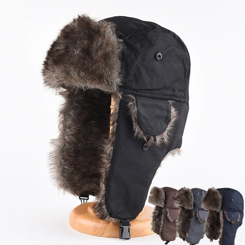 หมวกกันหนาวสำหรับผู้ชายพร้อมที - Trapper Hat Ear Flap บทวิจารณ์และราคา