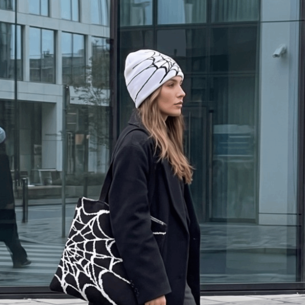 หมวกบีนนี่ลายใยแมงมุมสไตล์กอธิ - Beanie Cuffed Knit บทวิจารณ์และราคา